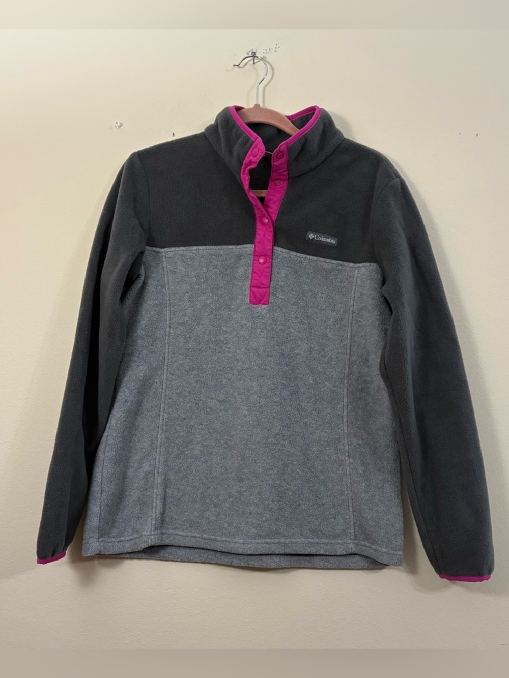 Columbia Benton Springs Half Snap Fleece Pullover Gray Pink Womens M